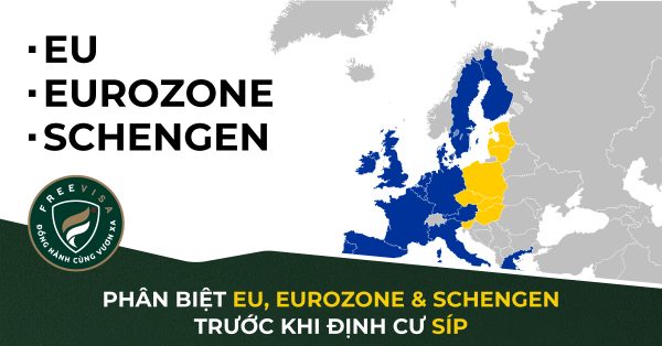 Phân biệt EU, EUROZONE và SCHENGEN trước khi định cư Síp