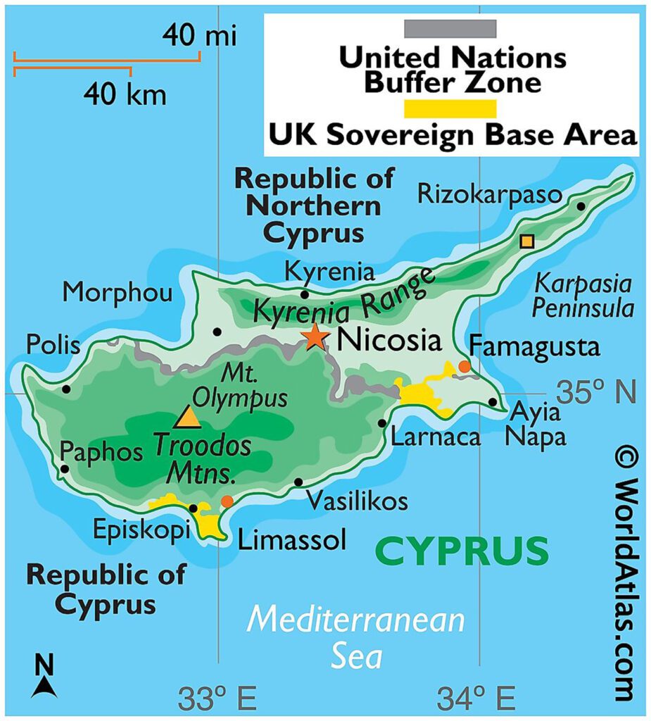 Bản đồ chi tiết Cộng hòa Síp (Cyprus)