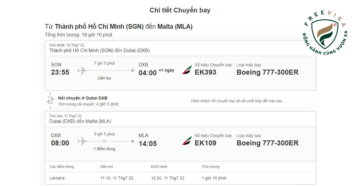 Thông tin vé máy bay đi Malta của gia đình Mr Phúc