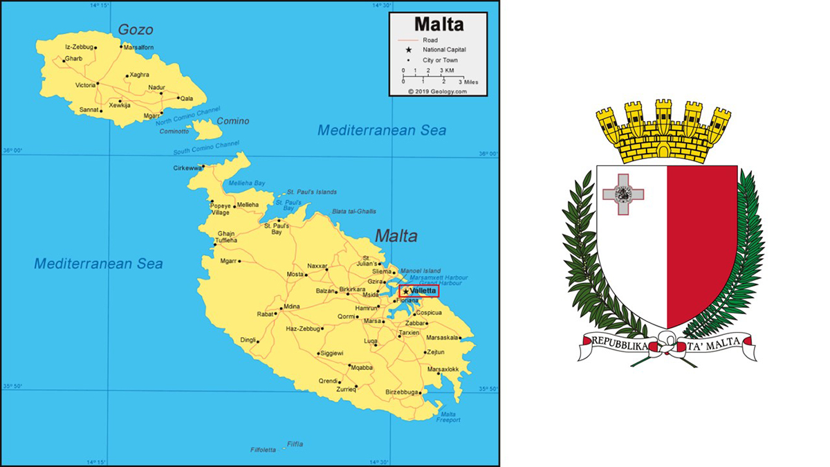 Bản đồ chi tiết Malta và đảo Gozo