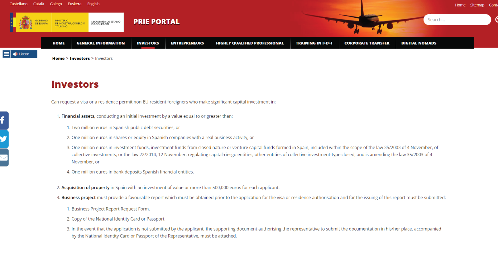 Website chính thức chương trình Tây Ban Nha