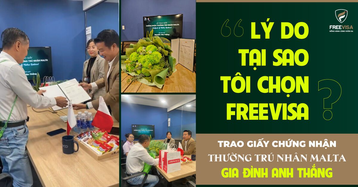 Trao giấy chứng nhận thường trú nhân Malta cho gia đình anh Thắng