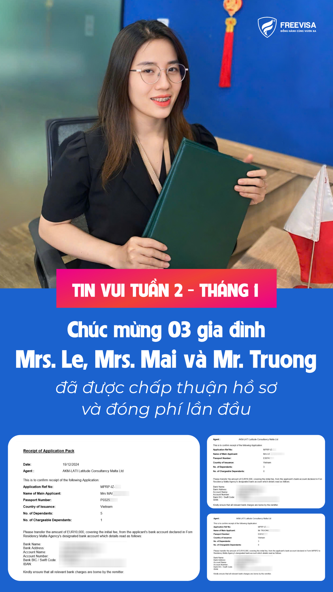 Chúc mừng 03 gia đình Mrs Le, Mrs Mai và Mr Truong được chấp thuận hồ sơ Malta