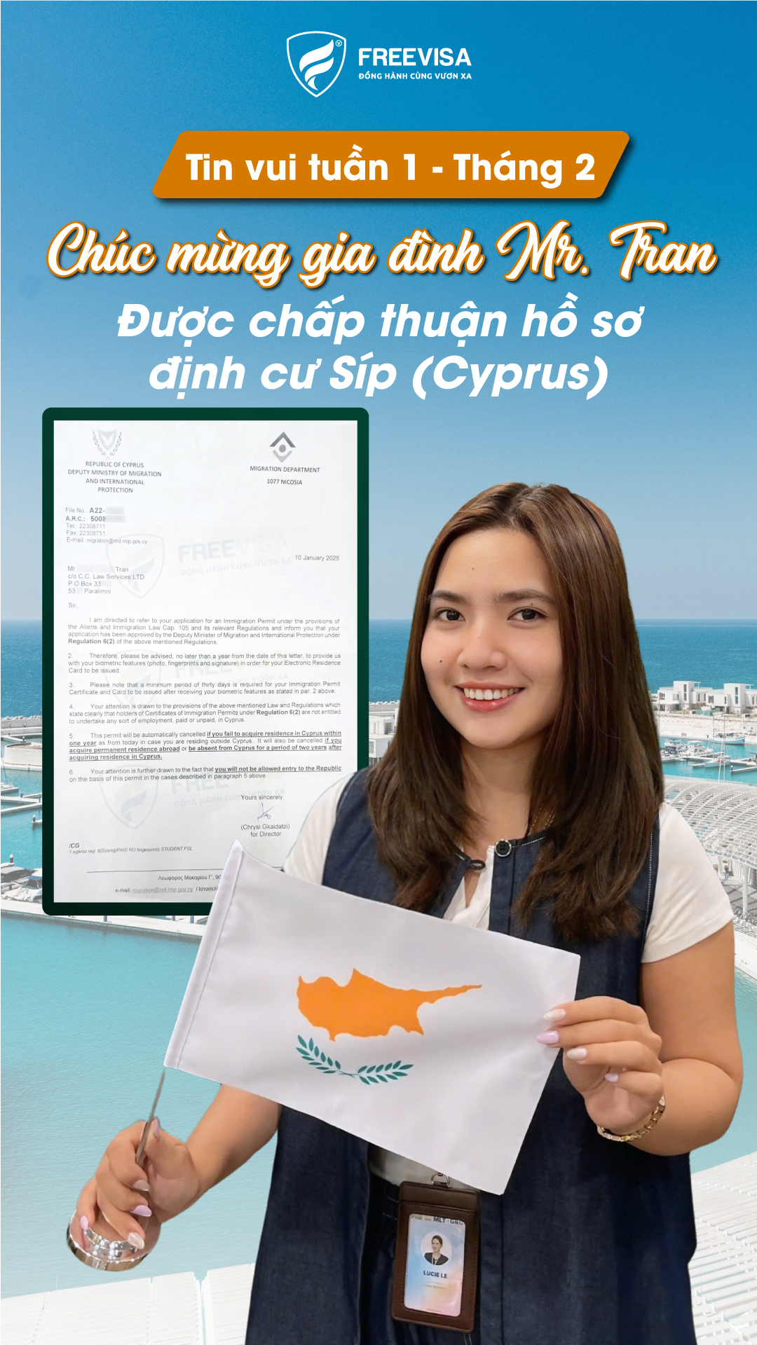 Chúc mừng gia đình Mr Tran nhận được thư chấp thuận thường trú nhân Síp