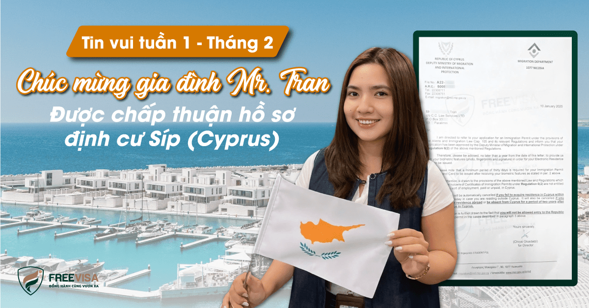 Chúc mừng gia đình Mr Tran nhận được thư chấp thuận thường trú nhân Síp