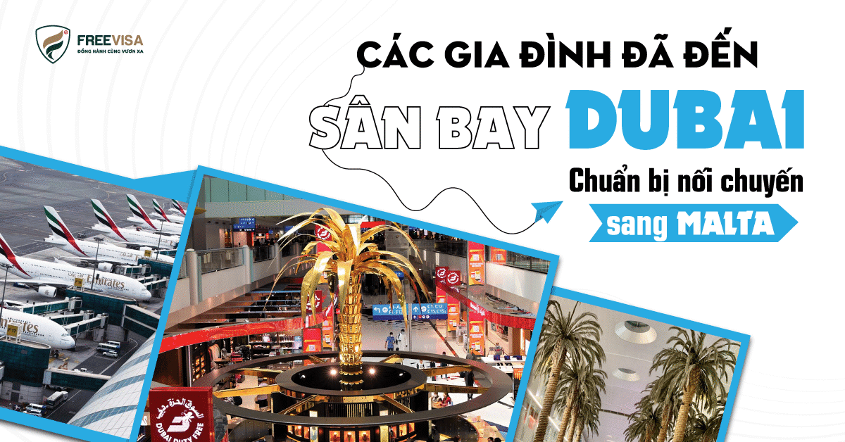 5 gia đình quá cảnh tại sân bay Dubai nối chuyến sang Malta