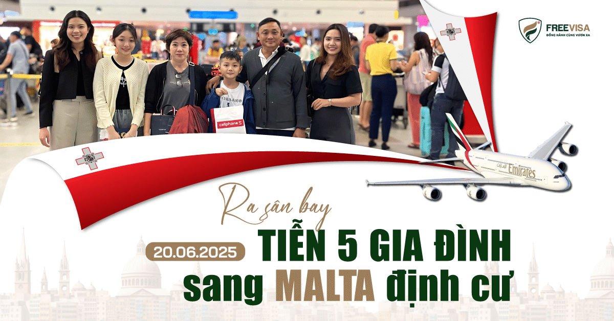Ra sân bay tiễn 5 gia đình sang Malta định cư