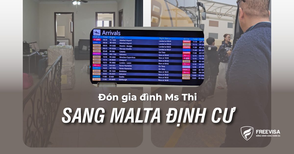 Đón gia đình Ms Thi sang Malta định cư