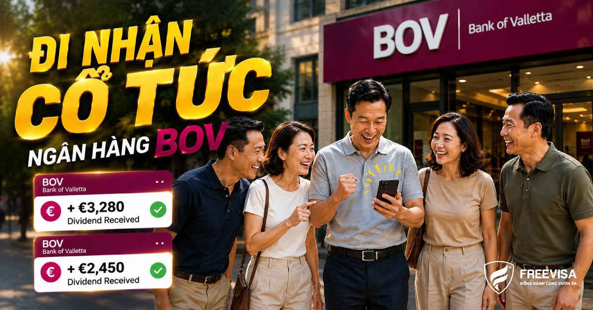 Anh Em Malta đi nhận cổ tức BOV ngân hàng số 1 tại Malta
